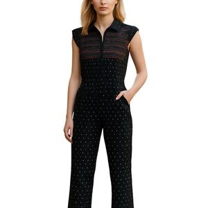 ABERCROMBIE & FITCH SHORT SLEEVE ONE PIECE BLACK PRINT JUMPSUIT M